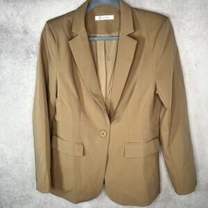 Cicy Bell Fitted Dark Khaki Blazer Size L Career Office